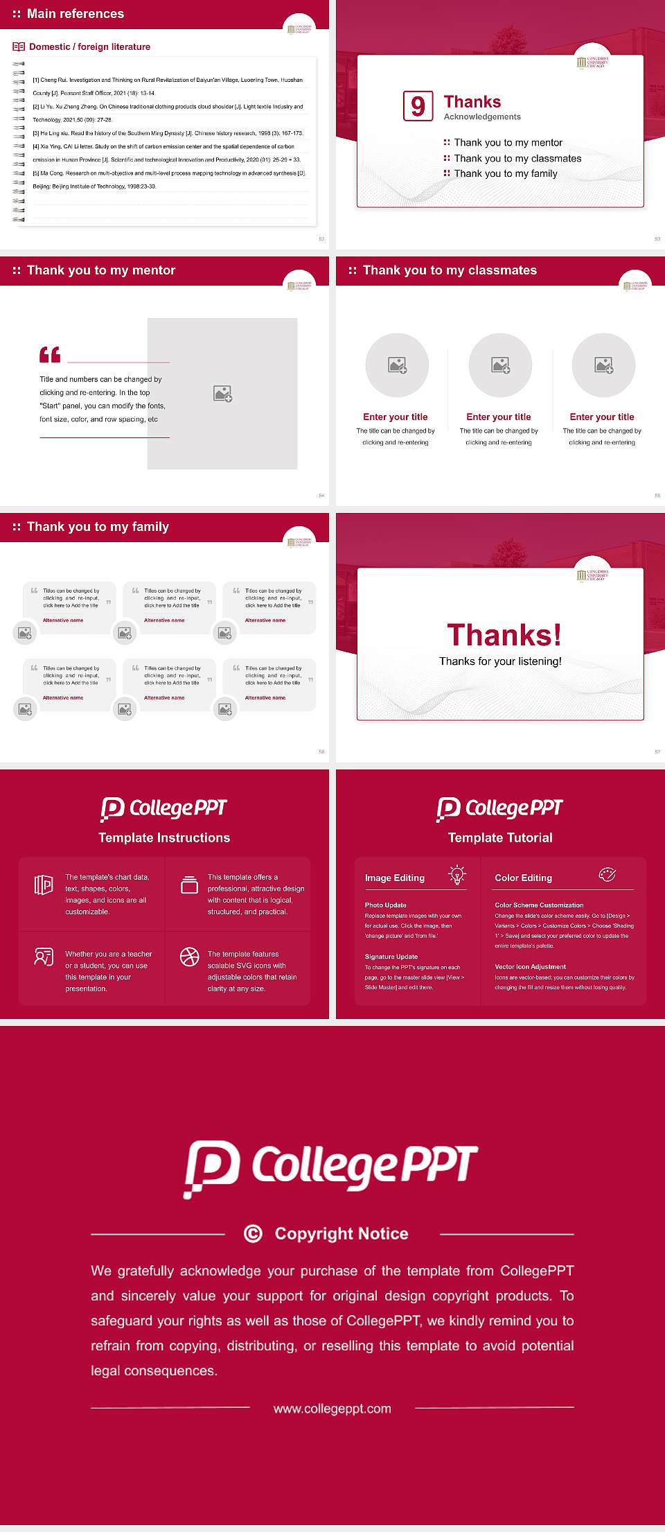 Concordia University-Chicago Graduation Thesis Defense PPT Template4:3 ratio PPT effect preview image7