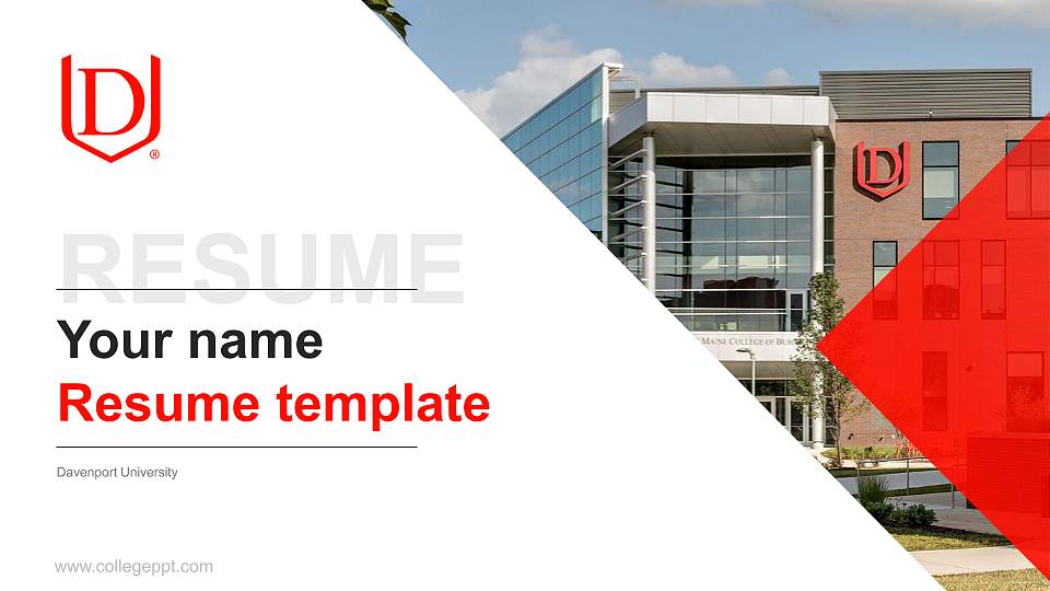 Davenport University Resume PPT Template16:9 ratio PPT effect preview image1