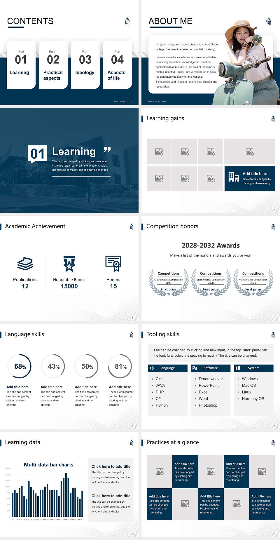 Dalton State College National Scholarship Defense PPT Template4:3 ratio PPT effect preview image2