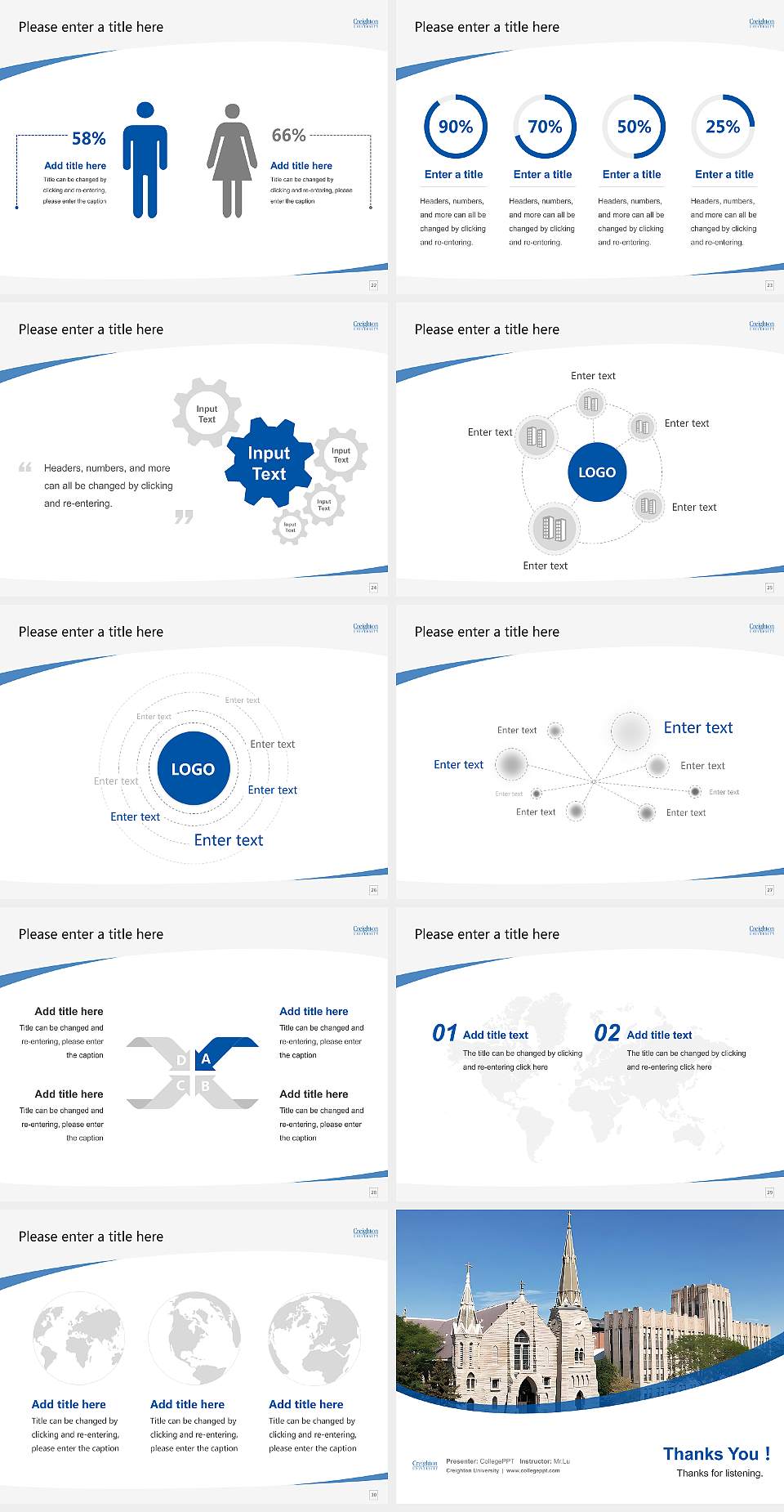 Creighton University Course/Courseware Creation PPT Template4:3 ratio PPT effect preview image4
