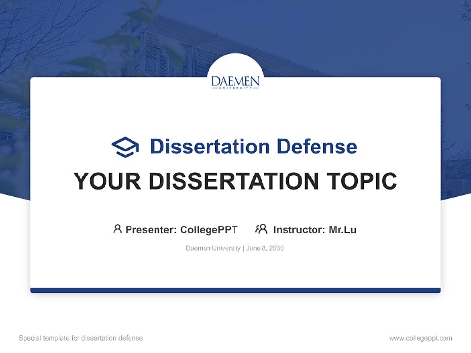 Daemen University Graduation Thesis Defense PPT Template4:3 ratio PPT effect preview image7
