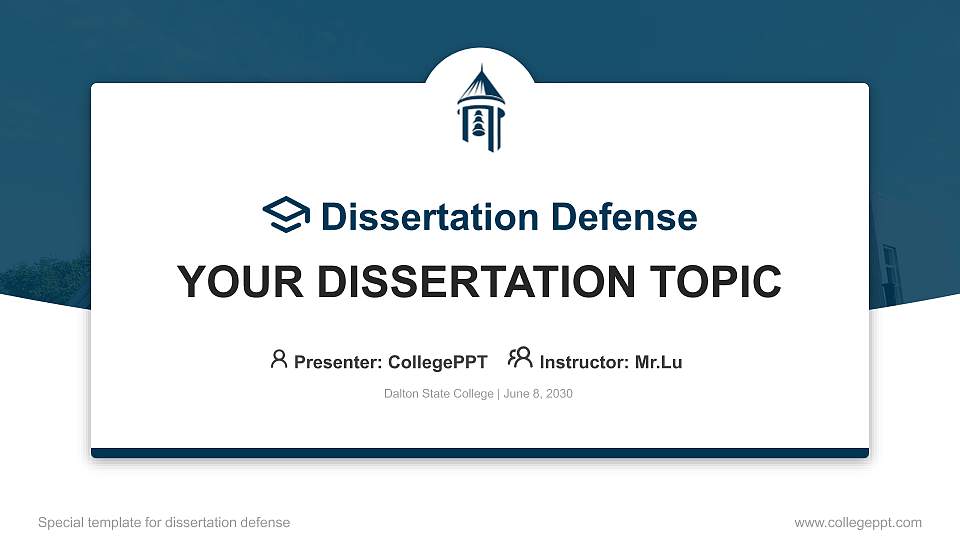Dalton State College Graduation Thesis Defense PPT Template16:9 ratio PPT effect preview image