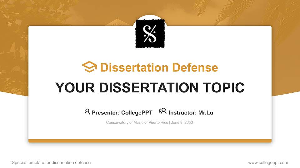 Conservatory of Music of Puerto Rico Graduation Thesis Defense PPT Template16:9 ratio PPT effect preview image