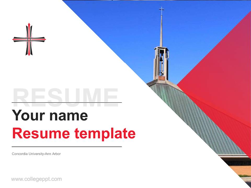 Concordia University-Ann Arbor Resume PPT Template4:3 ratio PPT effect preview image5