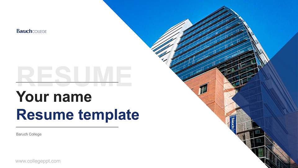 Baruch College Resume PPT Template16:9 ratio PPT effect preview image