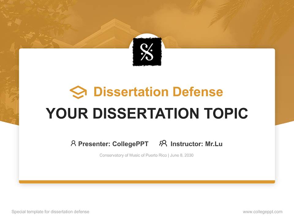 Conservatory of Music of Puerto Rico Graduation Thesis Defense PPT Template4:3 ratio PPT effect preview image7