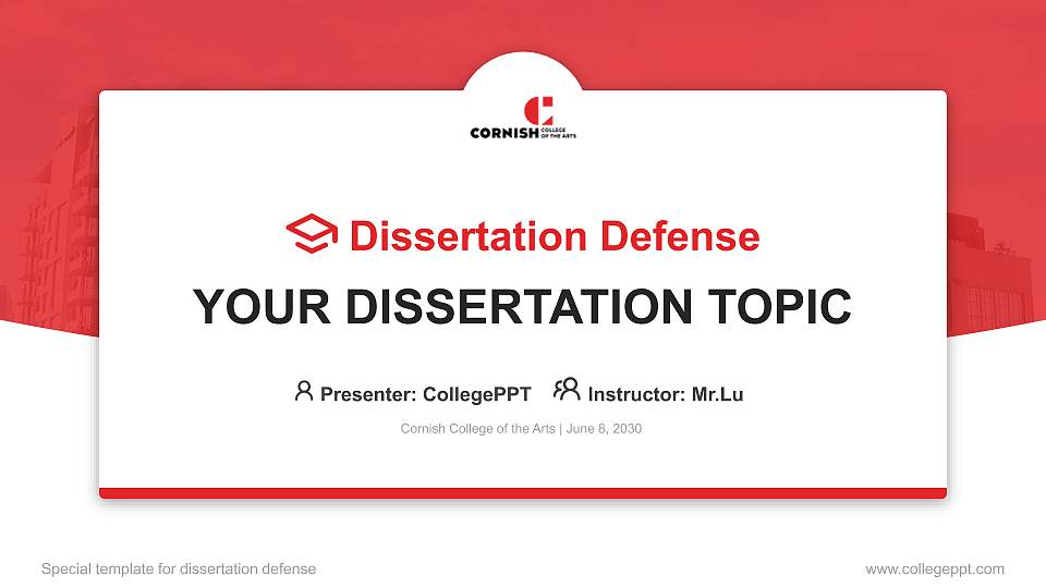 Cornish College of the Arts Graduation Thesis Defense PPT Template16:9 ratio PPT effect preview image