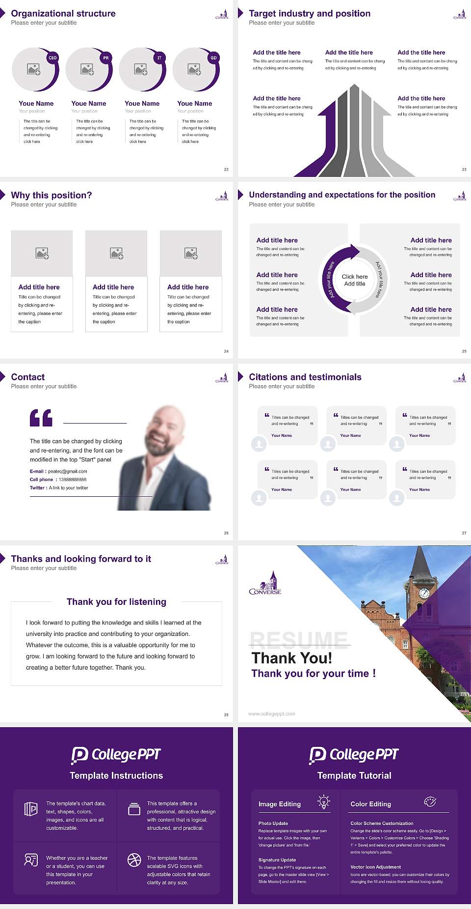 Converse College Resume PPT Template4:3 ratio PPT effect preview image4