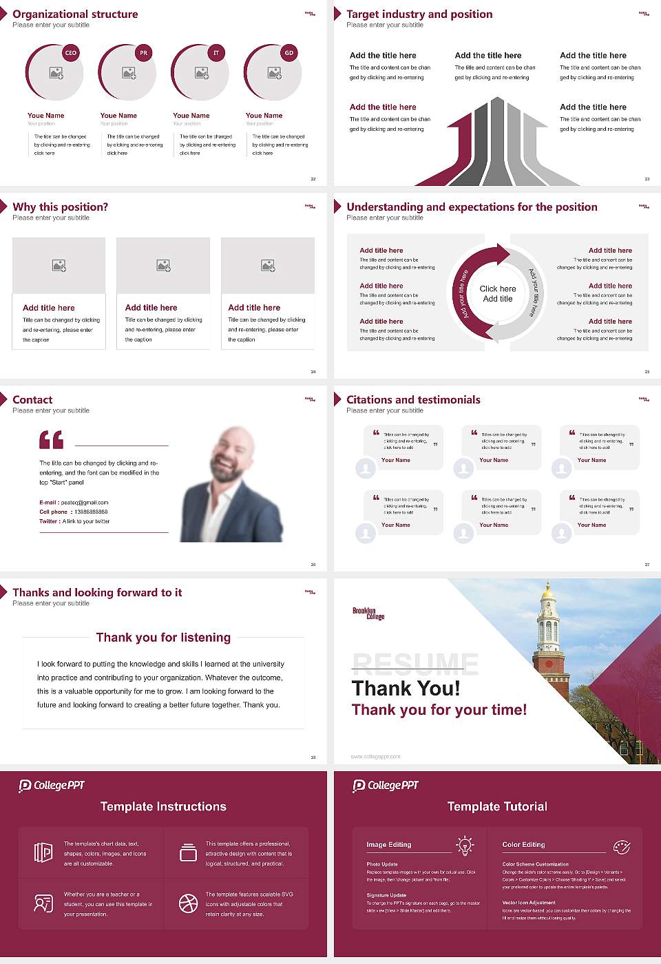 Brooklyn College Resume PPT Template16:9 ratio PPT effect preview image4
