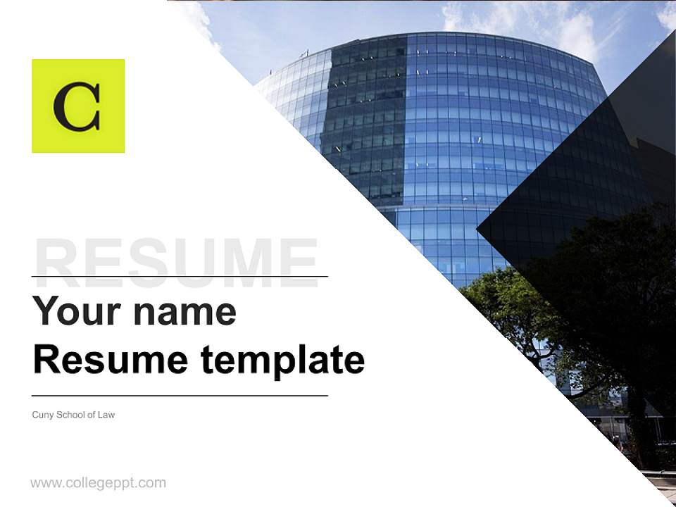 Cuny School of Law Resume PPT Template4:3 ratio PPT effect preview image5