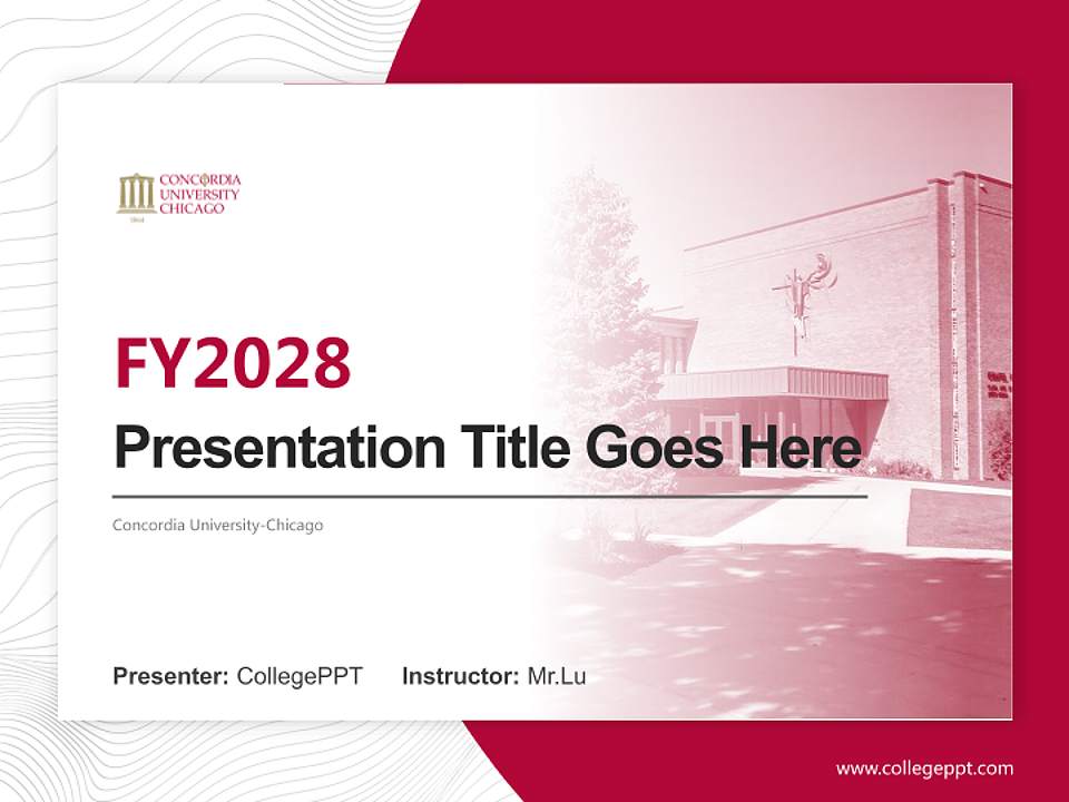 Concordia University-Chicago Academic Presentation/Research Findings Report PPT Template4:3 ratio PPT effect preview image5