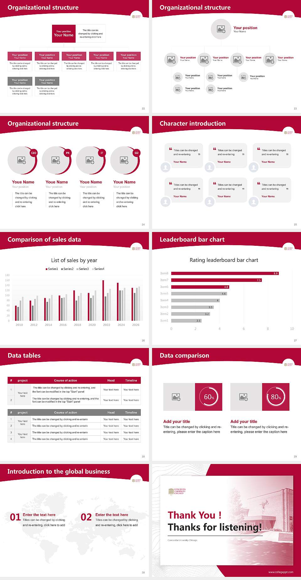 Concordia University-Chicago Academic Presentation/Research Findings Report PPT Template4:3 ratio PPT effect preview image4