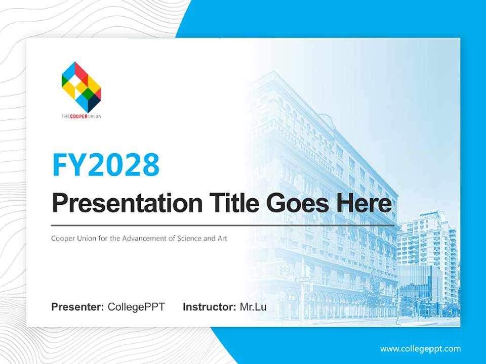 Cooper Union for the Advancement of Science and Art Academic Presentation/Research Findings Report PPT Template4:3 ratio PPT effect preview image5