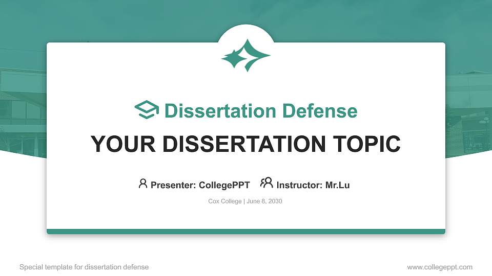 Cox College Graduation Thesis Defense PPT Template16:9 ratio PPT effect preview image