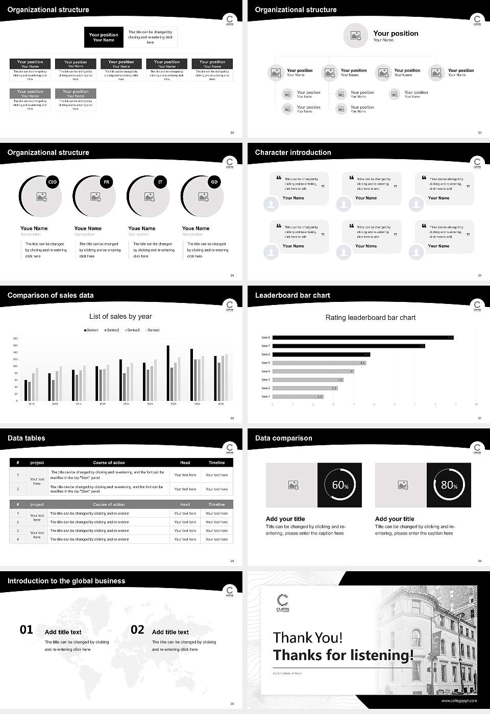 Curtis Institute of Music Academic Presentation/Research Findings Report PPT Template16:9 ratio PPT effect preview image4