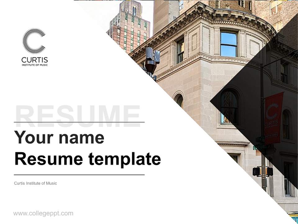 Curtis Institute of Music Resume PPT Template4:3 ratio PPT effect preview image5