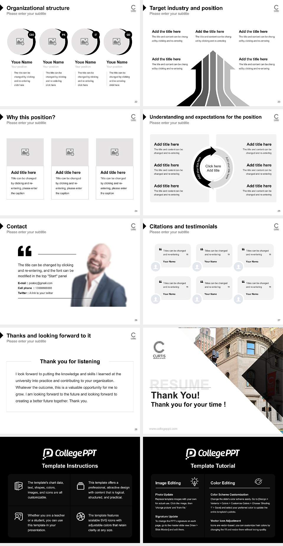 Curtis Institute of Music Resume PPT Template4:3 ratio PPT effect preview image4
