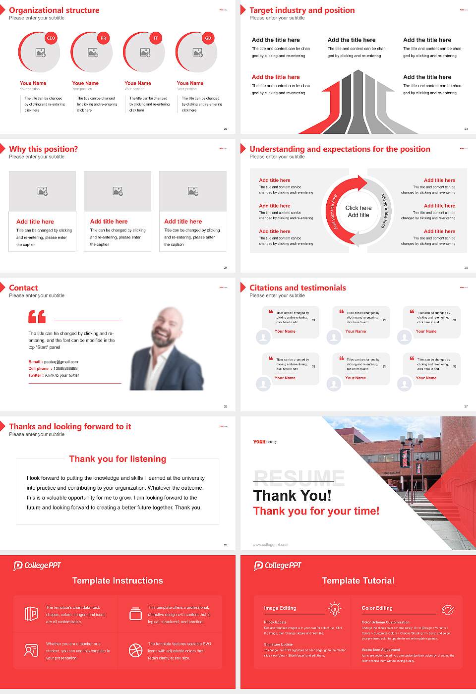 Cuny York College Resume PPT Template16:9 ratio PPT effect preview image4