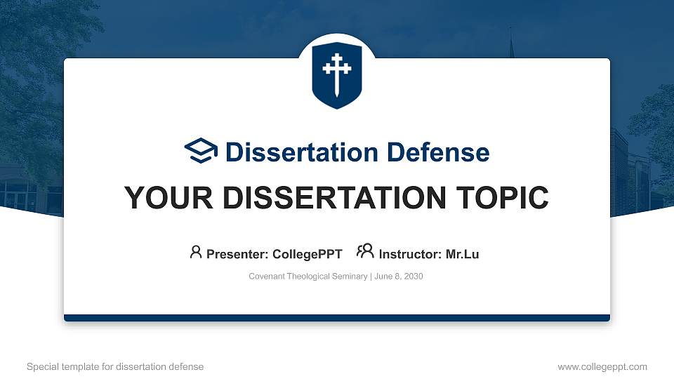 Covenant Theological Seminary Graduation Thesis Defense PPT Template16:9 ratio PPT effect preview image