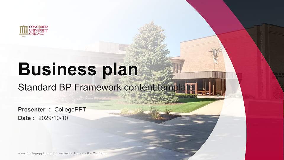 Concordia University-Chicago Competition/Entrepreneurship Contest PPT Template16:9 ratio PPT effect preview image