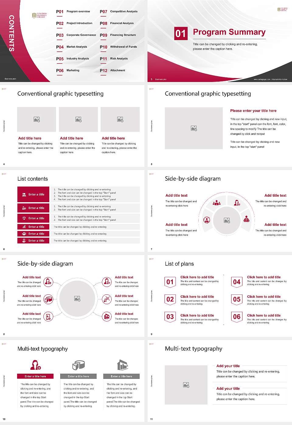Concordia University-Chicago Competition/Entrepreneurship Contest PPT Template16:9 ratio PPT effect preview image2