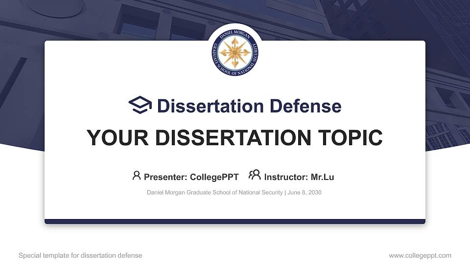 Daniel Morgan Graduate School of National Security Graduation Thesis Defense PPT Template16:9 ratio PPT effect preview image