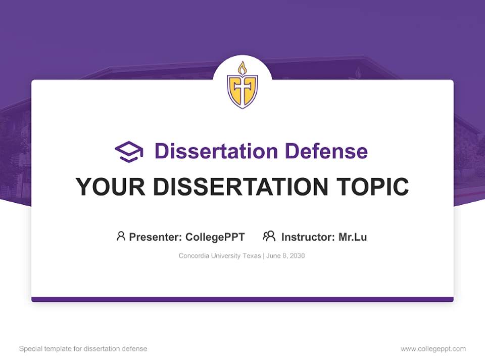 Concordia University Texas Graduation Thesis Defense PPT Template4:3 ratio PPT effect preview image7