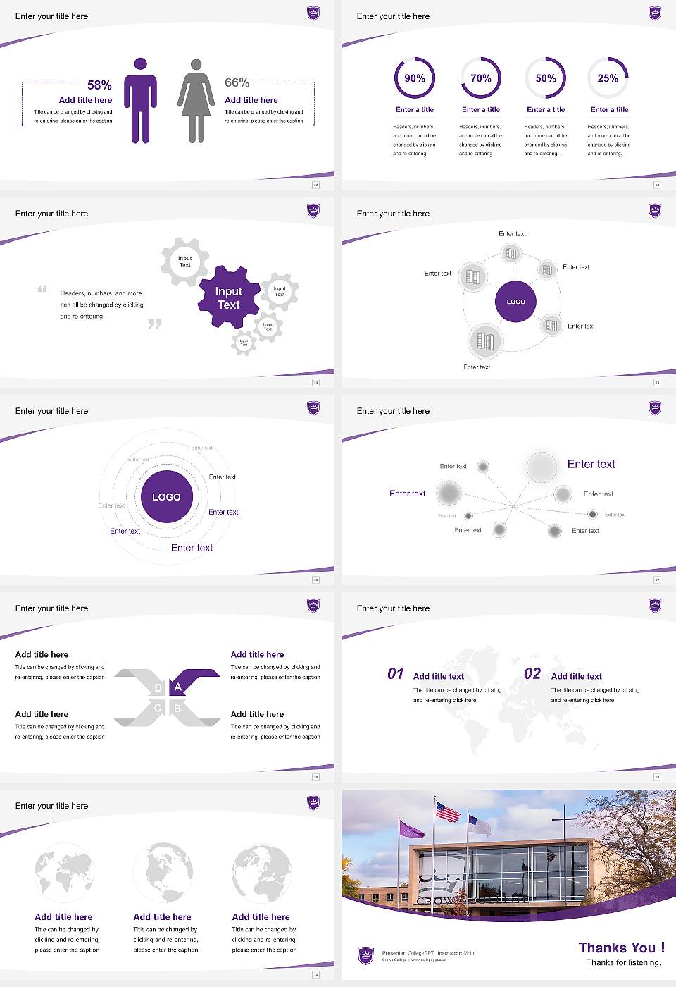 Crown College Course/Courseware Creation PPT Template16:9 ratio PPT effect preview image4