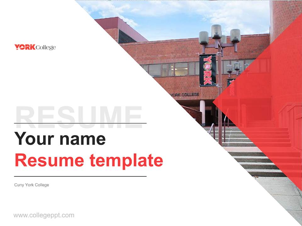 Cuny York College Resume PPT Template4:3 ratio PPT effect preview image5