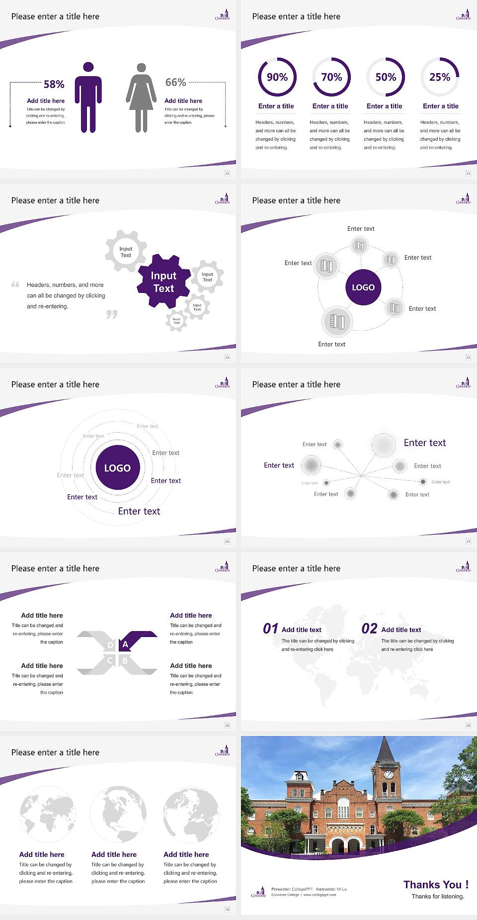 Converse College Course/Courseware Creation PPT Template4:3 ratio PPT effect preview image4