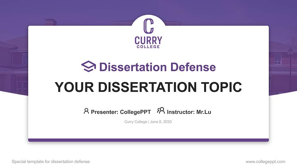 Curry College Graduation Thesis Defense PPT Template16:9 ratio PPT effect preview image