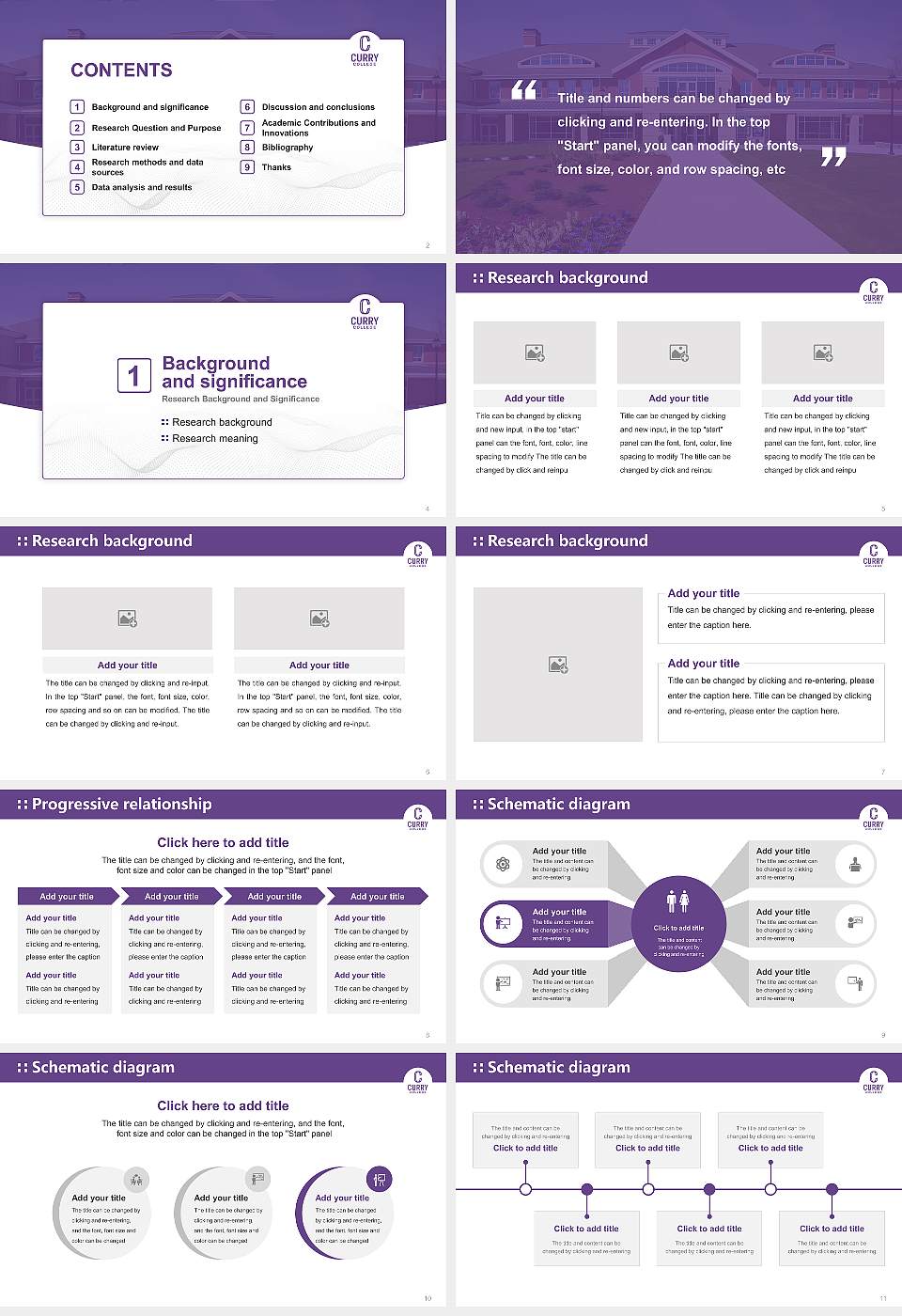 Curry College Graduation Thesis Defense PPT Template16:9 ratio PPT effect preview image2