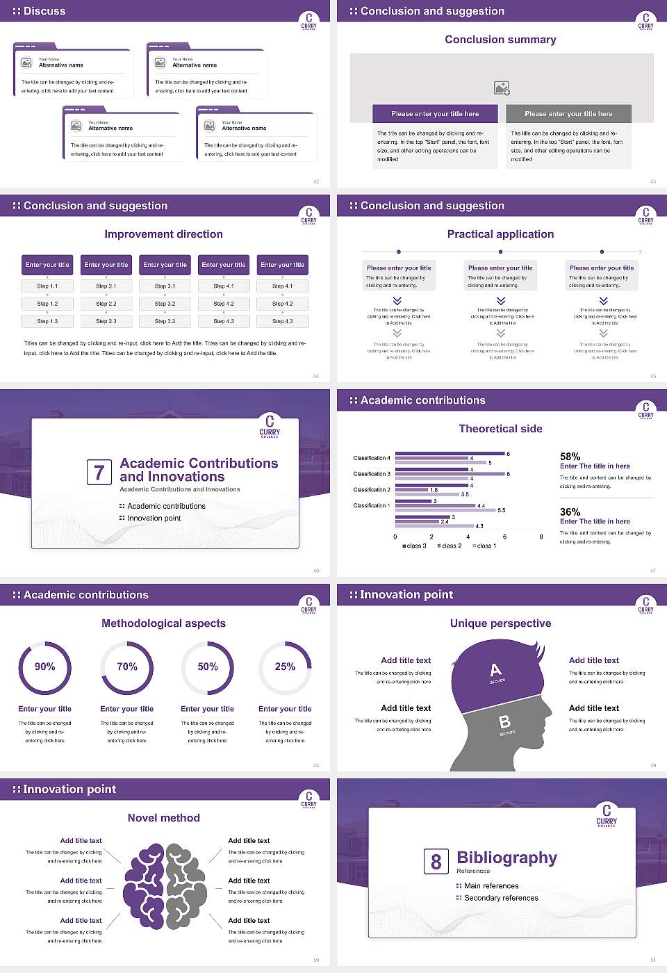 Curry College Graduation Thesis Defense PPT Template16:9 ratio PPT effect preview image6