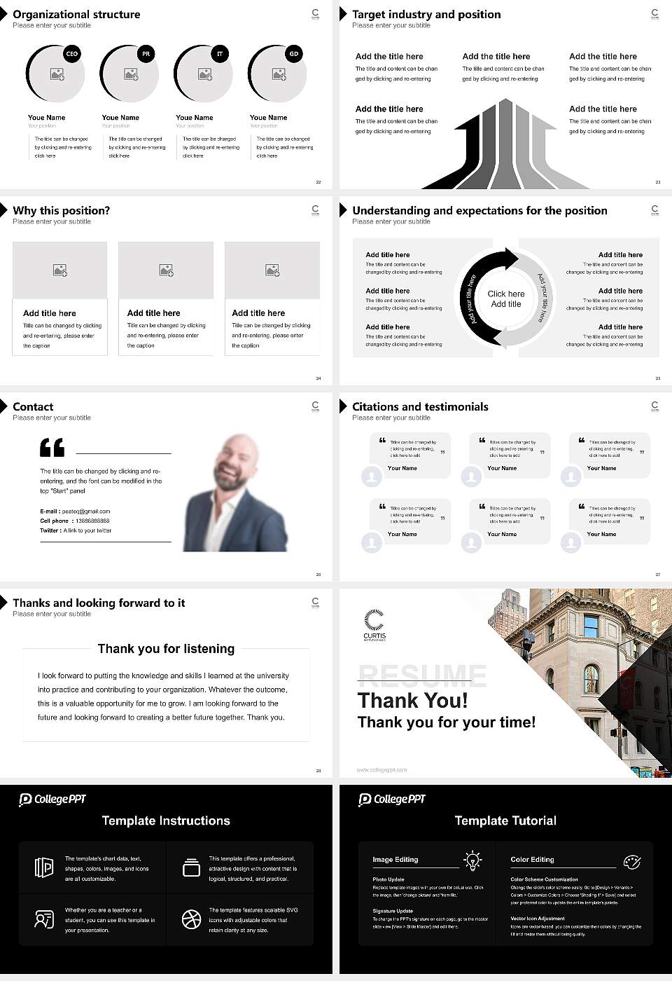 Curtis Institute of Music Resume PPT Template16:9 ratio PPT effect preview image4