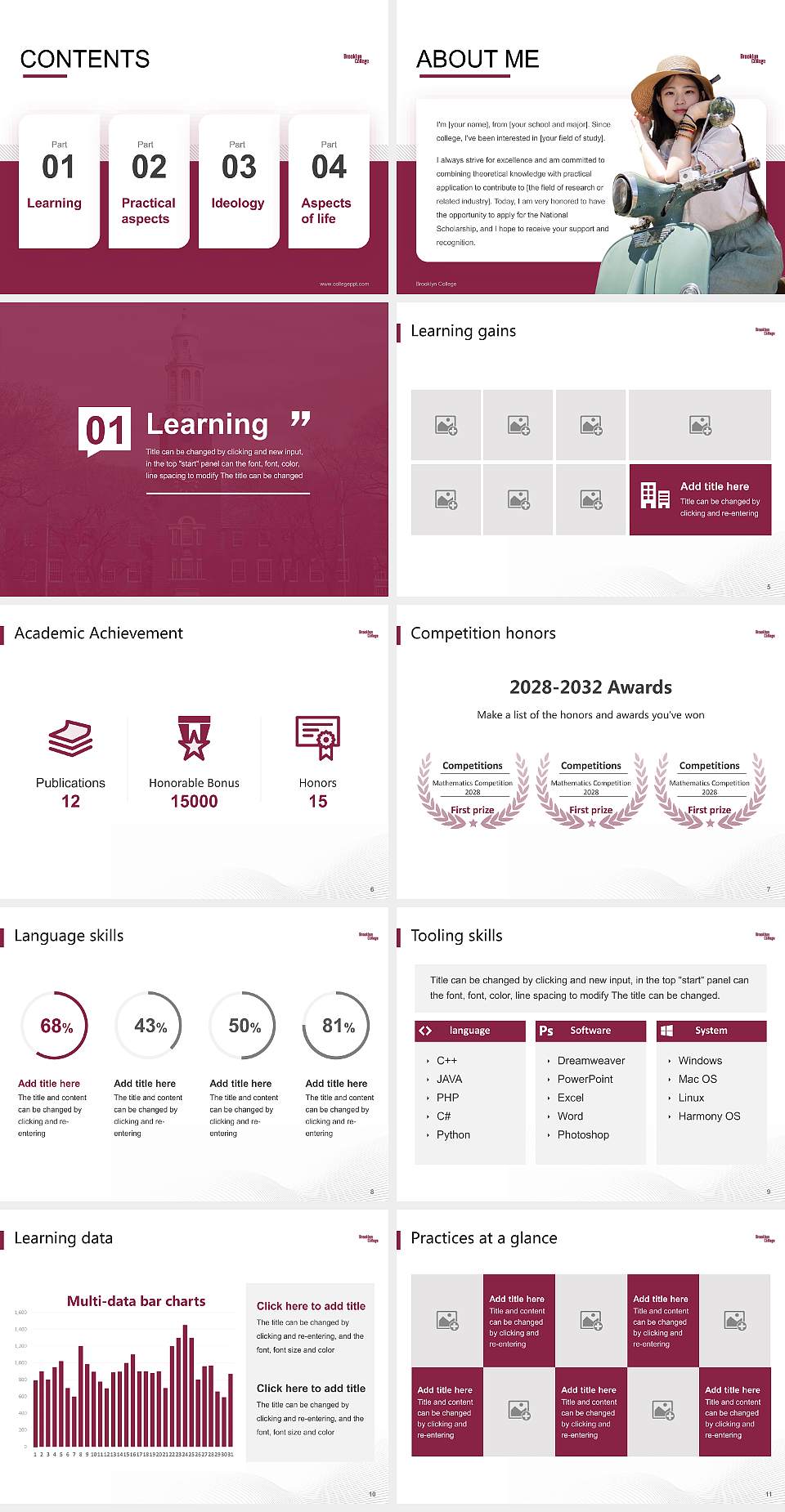 Brooklyn College National Scholarship Defense PPT Template4:3 ratio PPT effect preview image2