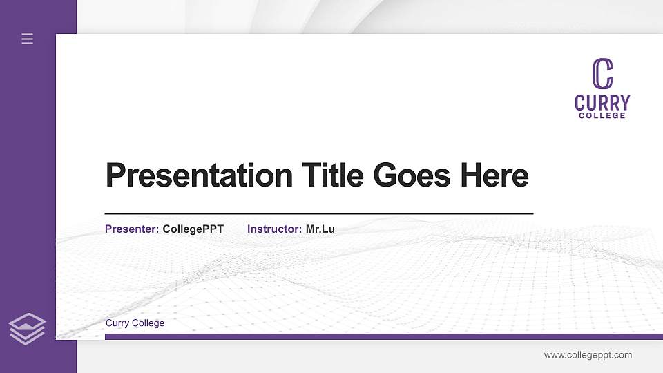Curry College Thesis Proposal/Graduation Defense PPT Template16:9 ratio PPT effect preview image