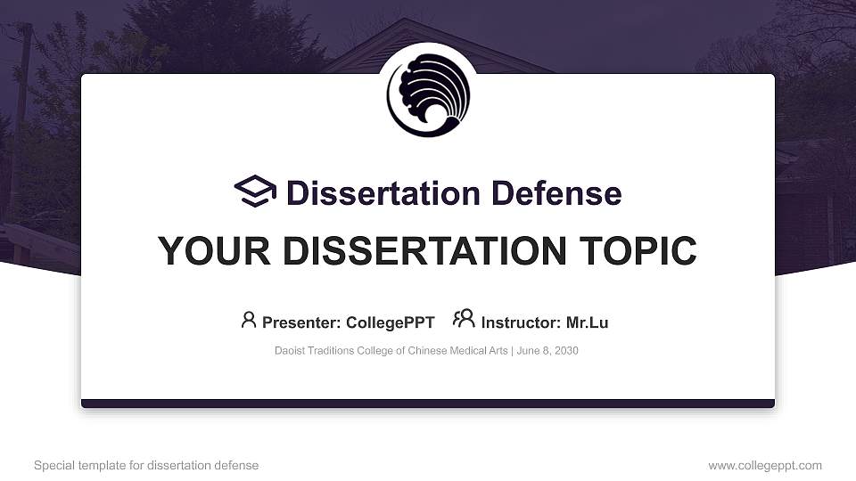 Daoist Traditions College of Chinese Medical Arts Graduation Thesis Defense PPT Template16:9 ratio PPT effect preview image