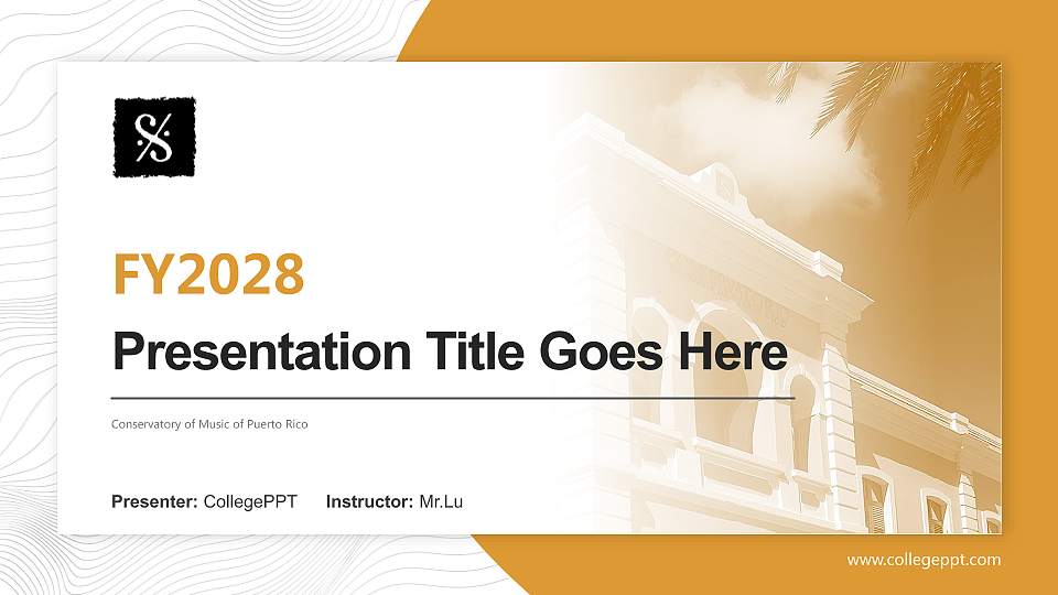 Conservatory of Music of Puerto Rico Academic Presentation/Research Findings Report PPT Template16:9 ratio PPT effect preview image