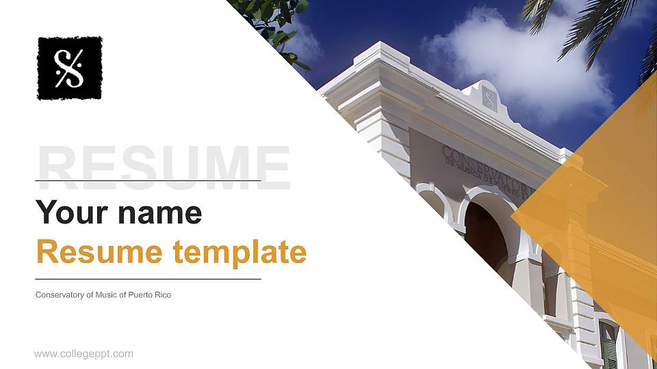 Conservatory of Music of Puerto Rico Resume PPT Template16:9 ratio PPT effect preview image