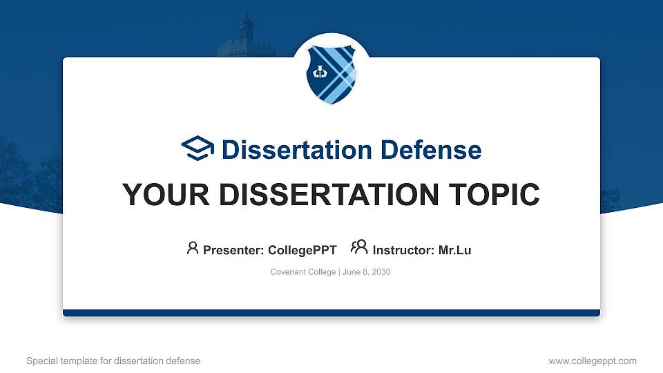 Covenant College Graduation Thesis Defense PPT Template16:9 ratio PPT effect preview image