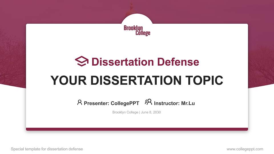 Brooklyn College Graduation Thesis Defense PPT Template16:9 ratio PPT effect preview image
