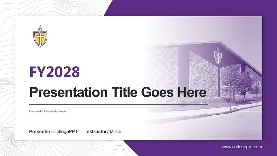 Concordia University Texas Academic Presentation/Research Findings Report PPT Template16:9 ratio PPT effect preview image