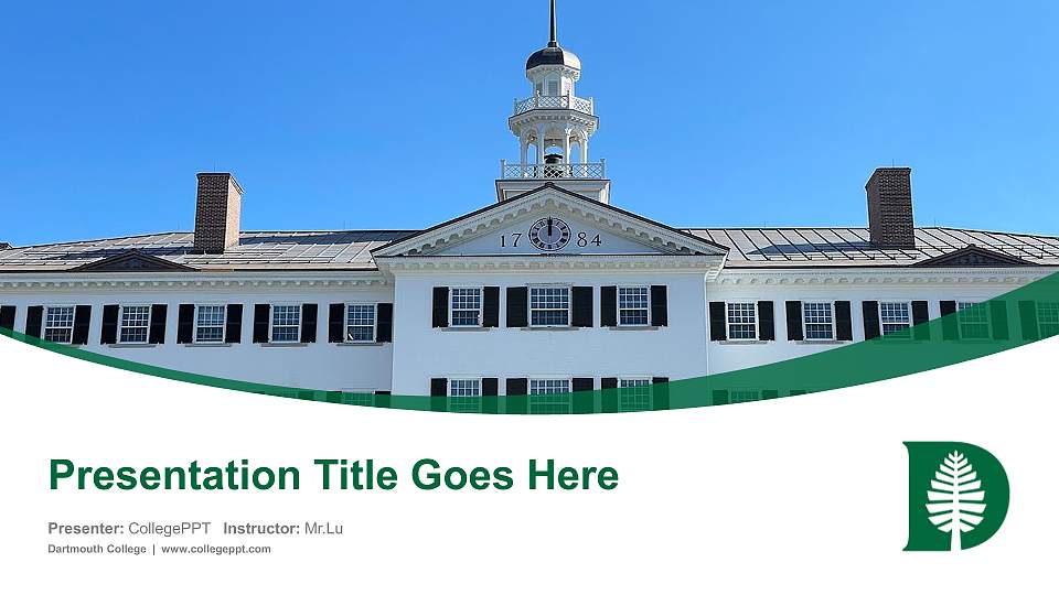 Dartmouth College Course/Courseware Creation PPT Template16:9 ratio PPT effect preview image