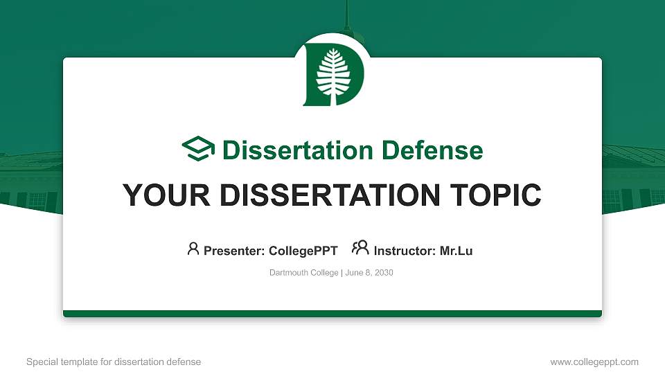 Dartmouth College Graduation Thesis Defense PPT Template16:9 ratio PPT effect preview image