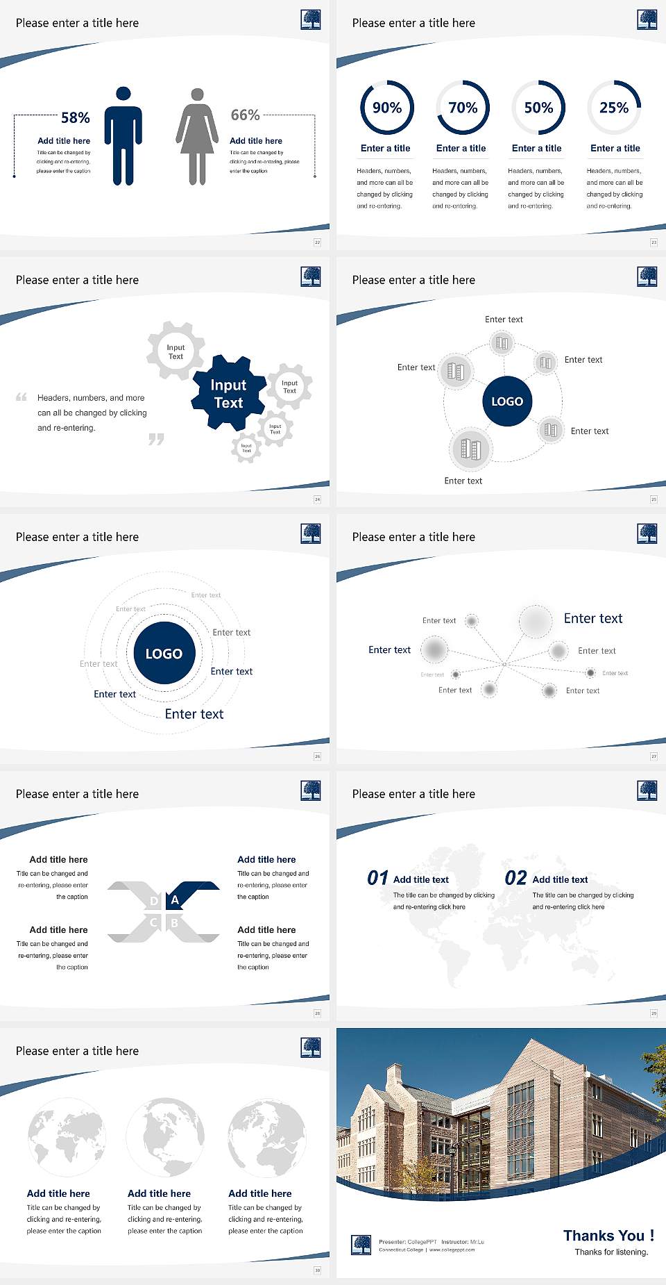 Connecticut College Course/Courseware Creation PPT Template4:3 ratio PPT effect preview image4