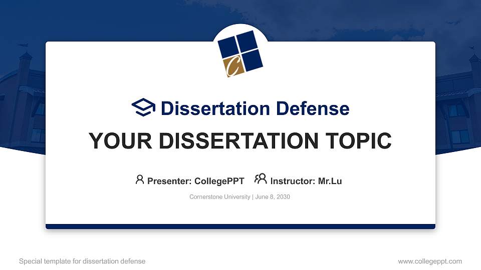Cornerstone University Graduation Thesis Defense PPT Template16:9 ratio PPT effect preview image
