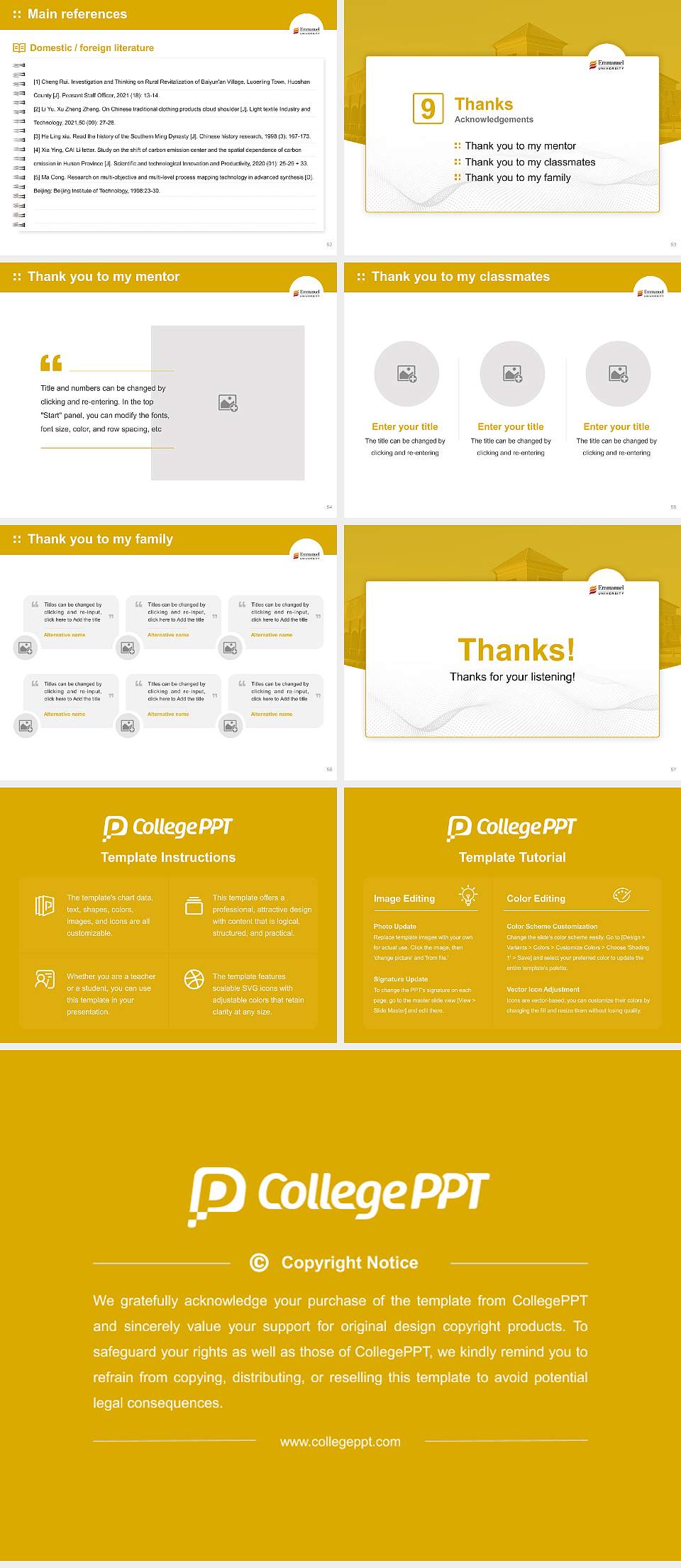 Emmanuel University Graduation Thesis Defense PPT Template4:3 ratio PPT effect preview image7