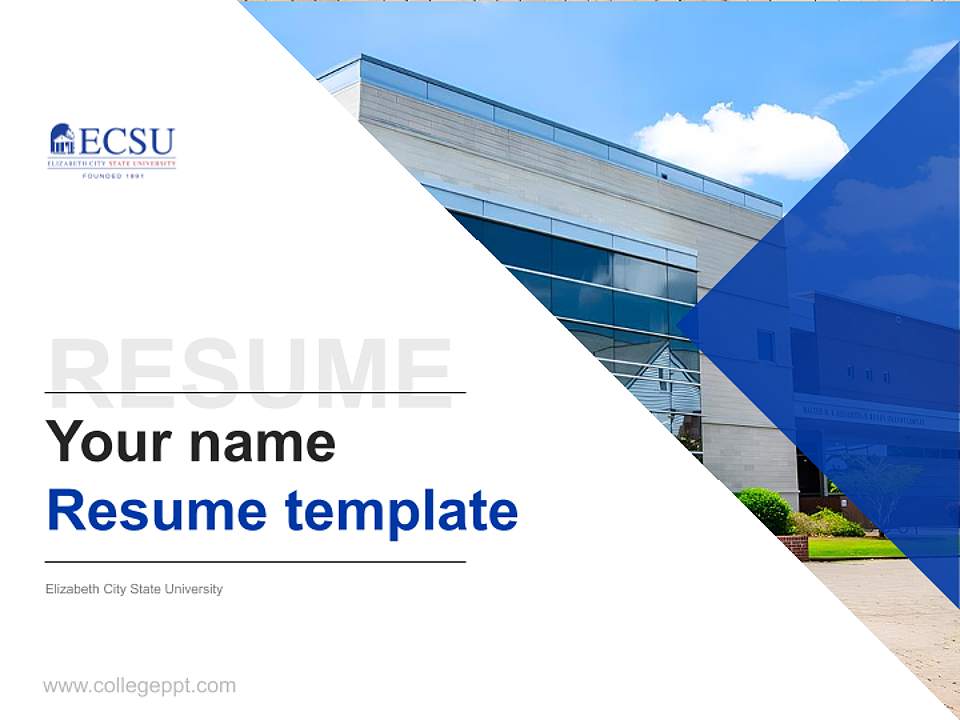 Elizabeth City State University Resume PPT Template4:3 ratio PPT effect preview image5
