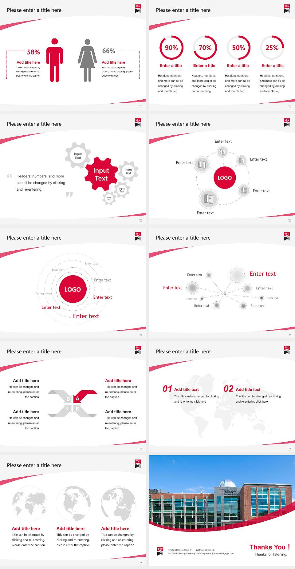 East Stroudsburg University of Pennsylvania Course/Courseware Creation PPT Template4:3 ratio PPT effect preview image4