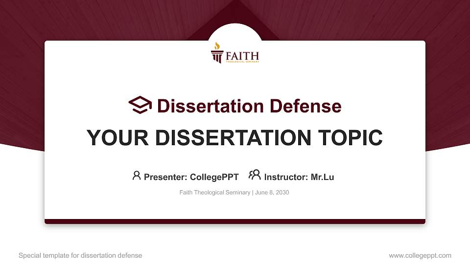 Faith Theological Seminary Graduation Thesis Defense PPT Template16:9 ratio PPT effect preview image1